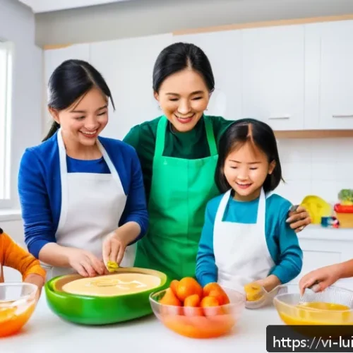 Home 29 아동 요리 프로그램 운영하기 - A colorful, child-friendly cooking class scene set in a bright, safe kitchen designed for young chil...